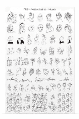 Stamping Plate -  102 Fine Lines - Try On Sheet